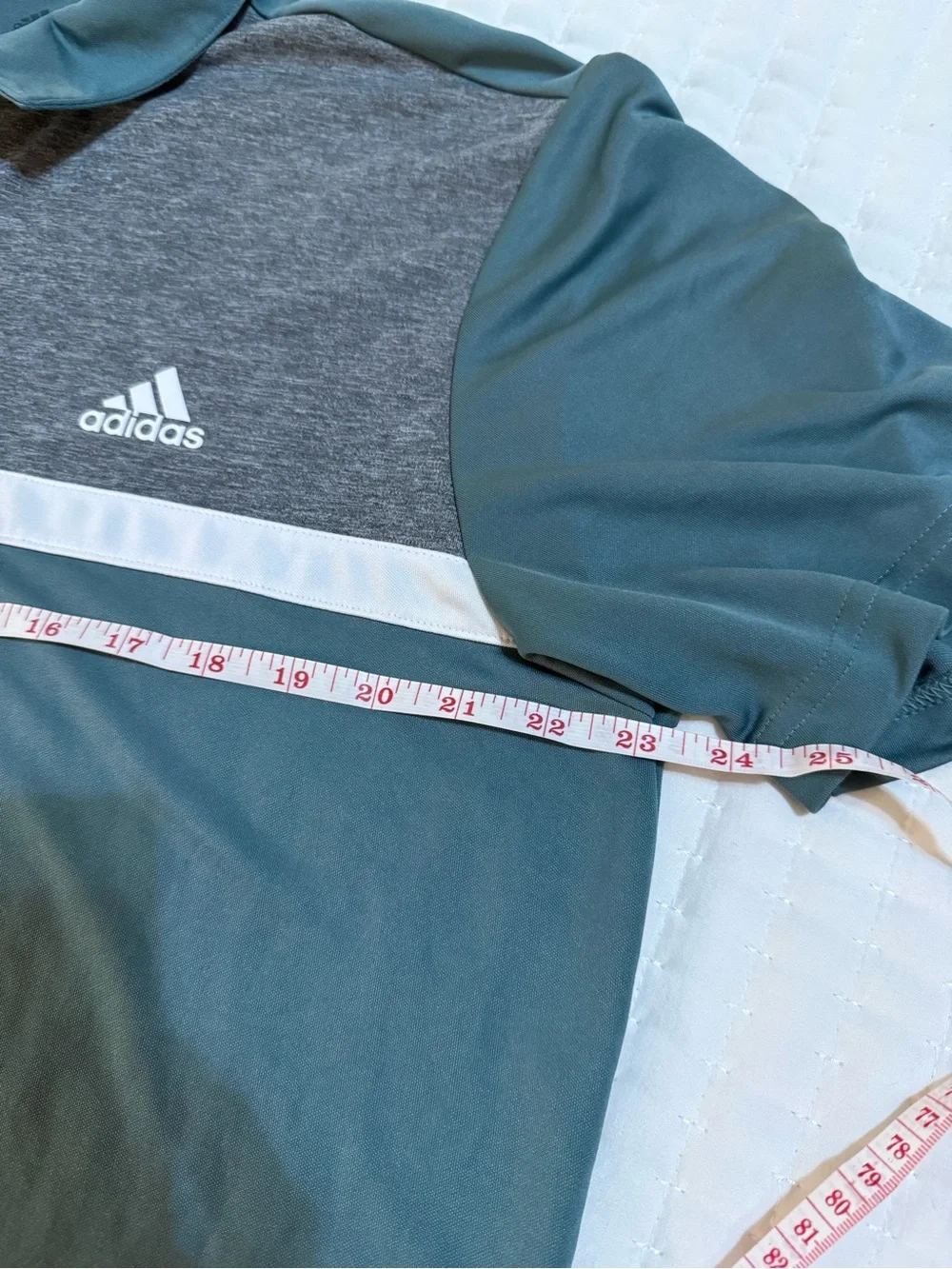 Adidas Men’s Teal Polo with White Chest Stripe -Large